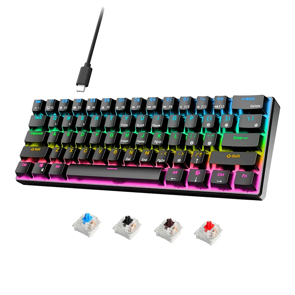 SAMA OEM Wired USB Portable Ergonomic 60 Keyboard Hotswap RGB Mini Gaming Teclado Gamers 60% Mechanical Keyboard