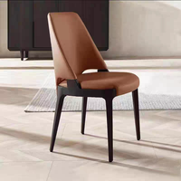 Chaises de salle à manger en bois massif et cuir, design moderne BST pour maison, appartement, restaurant