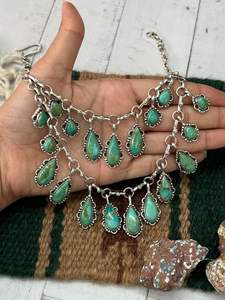 Collier double couche en argent sterling fait main avec turquoise Kingman pour femmes, style unique - Product Image 3