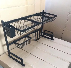 Étagère de cuisine en acier inoxydable à 2 niveaux, sur l'évier, extensible, type séchoir à vaisselle pour le rangement des plats et des bols - Product Image 3