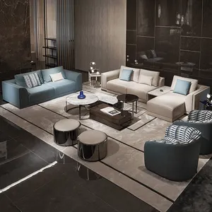 Italienische L-Form Wohnzimmermöbel modernes Luxus-Sofa-Set aus weißem Leder Wohnzimmer-Sofas Möbel geteilte Ecksofas