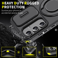 Mode 360 rotatif voiture montage anneau glissière caméra lentille sans fil étui de charge pour samsung galaxy A05 A55 S24Ultra couverture arrière