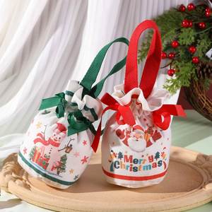 Sac cadeau en toile recyclable pour Noël, mariage ou enfants, avec cordon de serrage et ruban, pour bonbons et cadeaux de remerciement - Product Image 5