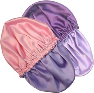 Hot Seller Double Layer Satin <b>Silk</b> Sleeping Cap with Adjustable Custom logo Designer <b>Headbands</b> and Hair Bonnets - Product Image 4