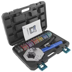 Machine à sertir les flexibles portable, manuelle, hydraulique, en acier, pour climatisation automobile, avec pinces à tuyaux intégrées, finition brillante, souple - Product Image 1