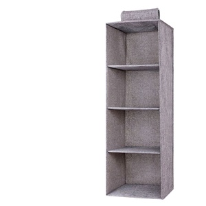 Organizzatore Appendibile per Armadio Ff288 in Cotone Artificiale e Lino, Scaffali Pieghevoli a 3/4/5 Ripiani - Product Image 1