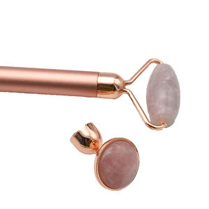 2025 gaya baru Rose Quartz giok wajah Roller Guasha 2-in-1 Roller kecantikan Gua Sha untuk pijat wajah - Product Image 4
