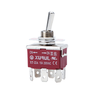 Interrupteur à bascule XURUI 15A 120V DPDT avec certification UL TUV ROHS CE CCC, interrupteur marche-marche en plastique pour équipement électrique - Product Image 2