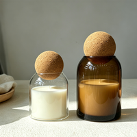Vente en gros de petits pots à bougies en verre avec couvercle en bois, pots à bougies en verre personnalisés, pots à bougies de luxe vides