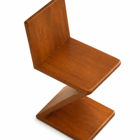 Chaise de salle à manger en bois massif en forme de Z géométrique, durable, design minimaliste pour salles à manger et salons