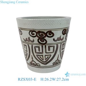 RZSX03-E Maceta Decorativa de Porcelana Roja Óxido, Diseño Clásico Griego Hecho a Mano, Duradera, para Jardín, Uso en Interiores/Exteriores - Product Image 2