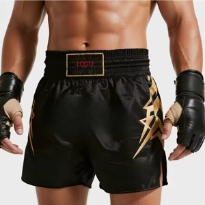 Shorts de boxe d'entraînement pour hommes - Matière Spandex/Polyester, séchage rapide, respirant, logo personnalisé, coupe longue pour entraînement intensif - Product Image 1
