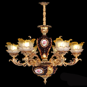 פרואנס אצילי צבועים ביד חרסינה נברשות עתיקות תאורת פנים - Product Image 4