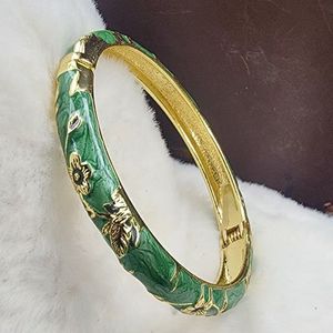 Cổ điển dân tộc khắc hạt vàng hợp kim Bangles đầy màu sắc dầu nhỏ giọt Mèo Mắt Đá Kim Cương Hoa cứu trợ cloisonne men bangles - Product Image 4