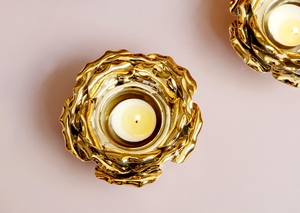 Di fabbrica di alta qualità da sposa di lusso d'oro di <span class=keywords><strong>loto</strong></span> in ceramica con tazza di vetro supporto di candela pilastro - Product Image 4