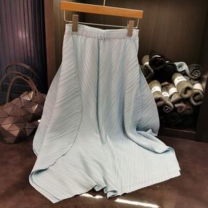 Robe d'été Miyake pour femme, vintage, plissée, polyvalente, taille naturelle, élastique, couleur unie, ample, amincissante, écologique, tissée, longueur genou - Product Image 5