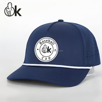 Gorra de Béisbol de 5 Paneles con Cordón, Bordado Personalizado, Impermeable, con Orificios Perforados, para Deportes y Golf