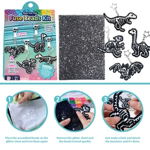 Kit de Cuentas de Fusión con Purpurina en Forma de Dinosaurio Premium, Set de Cuentas de Hierro Brillantes Blancas y Negras, Kit de Arte DIY Seguro y No Tóxico para Venta al por Mayor - Product Image 4