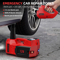 Kit d'outils de réparation d'urgence routière pour voiture, comprenant un cric hydraulique électrique 3-en-1 12V, un gonfleur d'air et une clé à chocs, vente en gros OEM