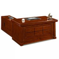 Bureau en bois massif de luxe en forme de L, bureau de patron, Table de directeur, bureau avec tiroir