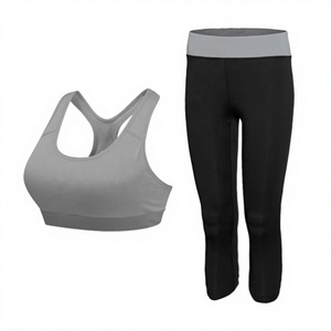 Conjunto Deportivo de Dos Piezas para Mujer, Leggings y Top Corto sin Mangas de Spandex/Algodón, Ropa para Yoga y Gimnasio - Product Image 4
