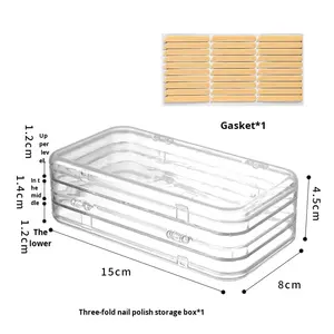 صندوق تخزين أظافر قابل للارتداء لصالونات التجميل عبر الحدود، مصنوع من مادة PET شفافة، خزانة عرض صغيرة مربعة محكمة الإغلاق ومقاومة للغبار - Product Image 6