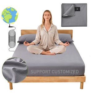 Draps de <span class=keywords><strong>lit</strong></span> ajustés en <span class=keywords><strong>tissu</strong></span> anti-ondes électromagnétiques (EMF) avec cordon de mise à la terre, 15 % d'argent, toutes tailles, certifiés OEKO, pour lutter contre la fatigue - Product Image 1