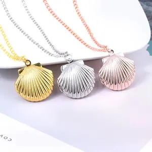 European And American Beach Mermaid Photo Locket 3D Shell Necklace