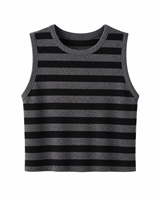 Gilet pull sans manches en laine et nylon rayé colorblock pour femme, col rond, tricot d'automne