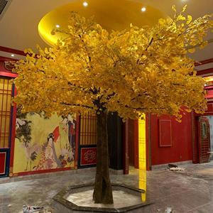 Vente chaude À La Main Résistant Aux UV Géant Artificiel Jaune GingkoTree en Pots pour Intérieur Extérieur Maison Jardin Verdure Décoration - Product Image 2