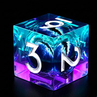 Ensemble de dés en résine œil de dragon bleu ciel vif, polyédriques, peints à la main, numéros dorés écologiques, 1 pièce, 18 mm, D6, pour jeux de rôle de table