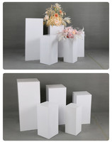 Nouveau Design Blanc Dessert Table Plinthe Piédestal Carré Gâteau Présentoir Pour La Fête De Mariage Scène Événements Décoration Fournitures