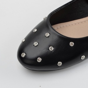 Chaussures de <span class=keywords><strong>danse</strong></span> ballet confortables pour femmes, ballerines simples à bout rond, ballerines Mary Jane nues avec strass - Product Image 3