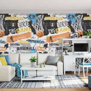 Slogans sport basket-ball hockey football football <span class=keywords><strong>papier</strong></span> <span class=keywords><strong>peint</strong></span> imprimé personnalisé - Product Image 1