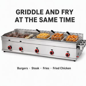 <span class=keywords><strong>Plancha</strong></span> de <span class=keywords><strong>Gas</strong></span> de Calidad Premium Personalizada con Triple Freidora Profunda para Equipos de Restaurantes Comerciales Profesionales - Product Image 3
