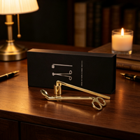 Kit de Soins de Luxe pour Bougies Écologiques Sans Fumée, Ensemble Coupe-Mèche et Éteignoir en Acier Inoxydable, Cadeau Parfumé pour la Maison à Base de Cire de Soja