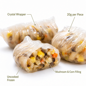 Dumplings surgelés prêts à cuire aux champignons et au maïs sucré, 240g en sachet, 12 pièces par sachet pour la vente en gros - Product Image 2