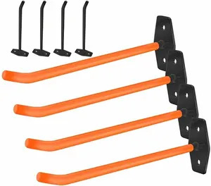 4PCS Wall Mounted Tyre Hanger Tyre Storage Rack System with Ant-slip Dip Vinyl Coating Heavy Duty Garage Hooks for Bikes Ladders