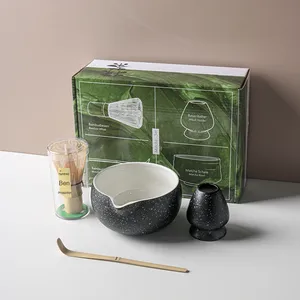 แปรงมัทฉะแบบญี่ปุ่น4 5 7 8ชิ้นเครื่องมือตีชาข้ามพรมแดนสำหรับพิธีชงชาและกาแฟชุดกล่องของขวัญและชาม - Product Image 6