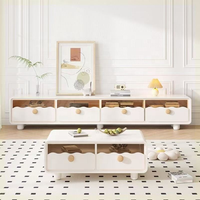 Ensemble de meubles de salon de luxe modernes : meuble TV et table basse en bois durable et acier inoxydable, écologique