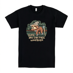 T-shirt Slothdalf nera per adulti, unisex, con design grafico, abbigliamento casual - Product Image 2