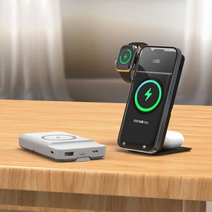 Station de charge pour plusieurs appareils 3-en-1 10000mah, chargeur sans fil magnétique, Power Bank PD22.5W QC18W, indicateur LED, support pliable - Product Image 2