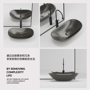 Lavabo de Cerámica Ovalado para Encimera, Color Gris Metálico Mate, Fácil de Limpiar, para Baño y Uso Doméstico - Product Image 4