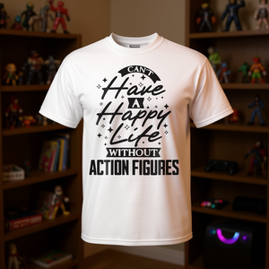 On ne peut pas avoir une vie heureuse sans figurines d'action T-shirt - Product Image 1