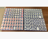 Jeu de Mahjong Classique de Luxe, Tuiles en Acrylique Vintage à Bordure Bleue, Joker Coquille Porte-Bonheur, 160 Tuiles, Mahjong Américain, Divertissement Familial pour les Fêtes