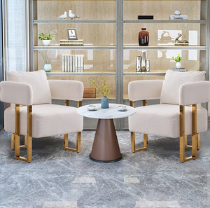 Fauteuil d'appoint moderne capitonné pour salon avec pieds en métal doré, sans roulettes, pour bureau à domicile et espace de dressing de chambre - Product Image 2