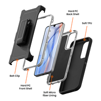 Étui robuste à 3 couches avec clip ceinture, aimant 3000 Gauss pour Samsung A37, coque antichoc PC+TPU avec support et protection anti-poussière pour les ports