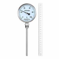 Bimetal Thermometer Industrial Dial Type 0-100℃ WSS Series 304 Stainless Steel Liquid Temperature Gauge