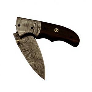 Cuchillo Plegable Utilitario con Hoja de Acero de 20.8cm, Punta de Gota, Perilla de Pulgar, Mango de Madera, Borde Recto DIY de 0.5mm, Longitud Total de 6.7in, OEM - Product Image 1