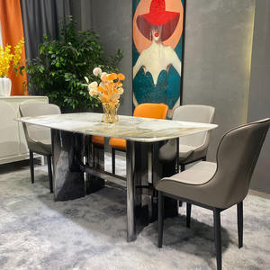 Tavolo <span class=keywords><strong>da</strong></span> <span class=keywords><strong>Pranzo</strong></span> Rettangolare di Lusso in Marmo Italiano Hanyee con Gambe in Acciaio Inossidabile <span class=keywords><strong>per</strong></span> Hotel, Casa, Cucina e Soggiorno - Product Image 6